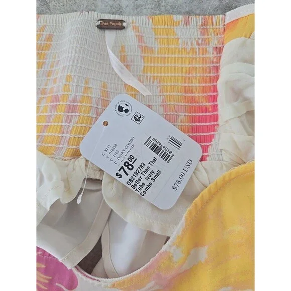 Free People Better Than That Tube Top Size S NWT Floral Print Boho - Picture 10 of 13
